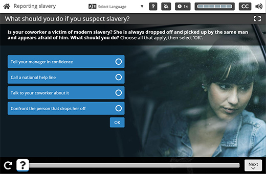 Course content example - if you suspect slavery