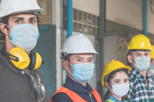Group of workers wearing PPE
